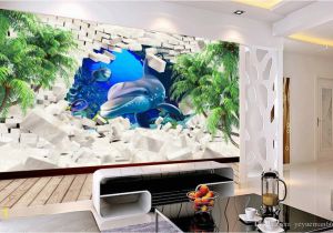 Dolphin Wall Murals for Bedrooms Wallpaper for Walls 3 D Dolphin Coconut Tree Wall Papers Home Decor