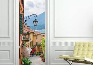 Door Murals Cheap Fashion Wall Art Italy Lake O town Street Buy at Factory Price