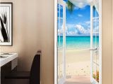 Door Size Murals Pvc Self Adhesive Door Sticker Window Sandy Beach Seascape 3d