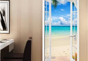 Door Size Murals Pvc Self Adhesive Door Sticker Window Sandy Beach Seascape 3d