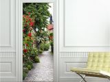 Door Size Murals Rose town Landscape Door Mural Stickers 3d Stickers Decorative Wall