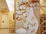 Door Size Wallpaper Murals Custom 3d Mural Wallpaper Embossed Flower Vase Stereoscopic Entrance