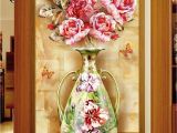 Door Size Wallpaper Murals Custom Any Size 3d Mural Wallpaper European Flower Vase Marble