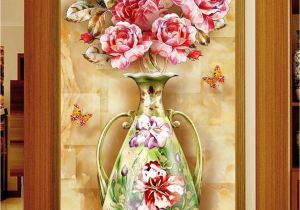 Door Size Wallpaper Murals Custom Any Size 3d Mural Wallpaper European Flower Vase Marble
