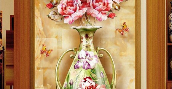 Door Size Wallpaper Murals Custom Any Size 3d Mural Wallpaper European Flower Vase Marble