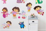 Dora the Explorer Wall Mural Dora the Explorer with Flowers Wall Stickers for Kids Room