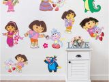 Dora the Explorer Wall Mural Dora the Explorer with Flowers Wall Stickers for Kids Room