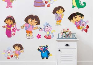 Dora the Explorer Wall Mural Dora the Explorer with Flowers Wall Stickers for Kids Room