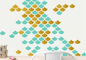 Dorm Room Wall Murals Mermaid Scalle Wall Decal Mermaid Decal 2 Color Wall Decal Nursery Wall Decal Dorm Room Decal Gold Decal Blue Decal Geometric Decal