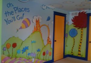 Dr Seuss Wall Mural Dr Seuss Mural "oh the Places You Ll Go " Children S Playroom