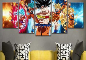 Dragon Ball Z Wall Mural 5 Panel Anime Dragon Z Ball Goku Modern Décor Canvas Wall Art Hd Print