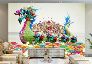 Dragon Wall Stickers Murals Custom Size 3d Wallpaper Living Room Mural Dragon Boat Gems Chinese Style Picture sofa Tv Background Wall Wallpaper Non Woven Sticker Wallpaper