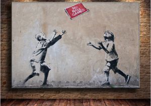 Drawing Murals On Wall 2019 Unframed Framed Mural by Banksy 2 Canvas Prints Wall Art Oil Painting Home Decor 24×36 From Mingfeng2018 $5 98