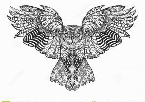 Eagle Mandala Coloring Pages Hand Drawn Cute Owl Portrait for Adult Coloring Stock Vector