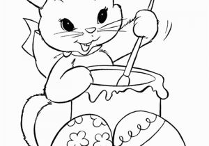 Easter Bunny Coloring Pages Printable Look This Cute Bunny is Coloring Easter Eggs they are