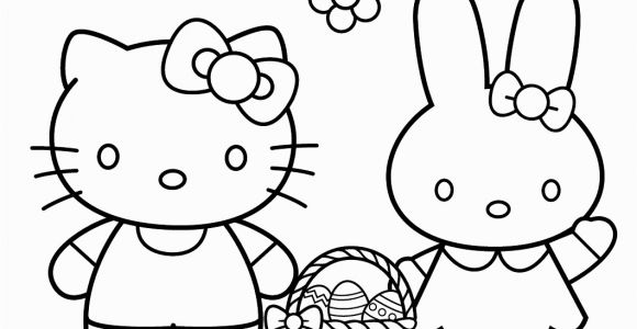 Easter Coloring Pages Hello Kitty Hello Kitty with Easter Bunny Coloring Page From Hello Kitty