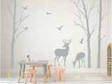 Easy Off Wall Murals Deer Wall Decals Tree Nursery Wall Art Woodland Nursery Removable