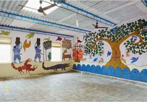Educational Wall Murals for Schools Amazing Mud Paintings On School Walls In Bihar