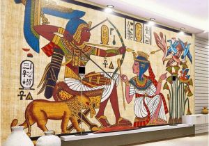 Egyptian Murals and Paintings Classic Retro Egyptian Pattern Non Woven Wallpaper Bar Ktv