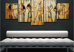 Egyptian themed Wall Murals 5pcs Abstract Ancient Egyptian Decorative Oil Painting