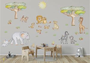 Elephant Wall Mural Nursery African Animal Wall Decal Elephant Wall Decor Safari Wall