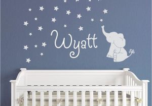 Elephant Wall Mural Nursery Baby Elephant with Stars Wall Decal