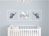 Elephant Wall Mural Nursery Personalized Name Elephants Frames Series Baby Boy Girl Wall Decal Nursery for Home Bedroom Children Am Wide 30" X 9" Height