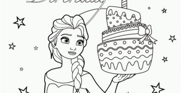 Elsa and Anna Coloring Pages Games Elsa and Birthday Cake Coloring Page