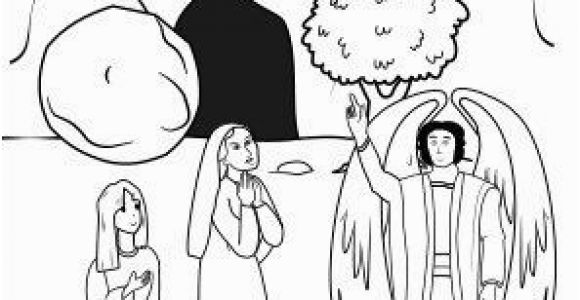 Empty tomb Coloring Page Women Encounter An Angel at Jesus tomb Coloring Page