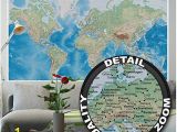 Environmental Graphics Giant World Map Wall Mural Dry Erase Surface Mural – World Map – Wall Picture Decoration Miller Projection In Plastically Relief Design Earth atlas Globe Wallposter Poster Decor 82 7 X 55