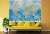 Environmental Graphics Giant World Map Wall Mural Dry Erase Surface Mural – World Map – Wall Picture Decoration Miller Projection In Plastically Relief Design Earth atlas Globe Wallposter Poster Decor 82 7 X 55