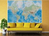 Environmental Graphics Giant World Map Wall Mural Dry Erase Surface Mural – World Map – Wall Picture Decoration Miller Projection In Plastically Relief Design Earth atlas Globe Wallposter Poster Decor 82 7 X 55