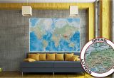 Environmental Graphics Giant World Map Wall Mural Dry Erase Surface Mural – World Map – Wall Picture Decoration Miller Projection In Plastically Relief Design Earth atlas Globe Wallposter Poster Decor 82 7 X 55