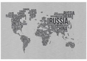 Environmental Graphics Giant World Map Wall Mural Walls and Murals Text Graphics World Map Vinyl Grey Wall Sticker Pack Of 1