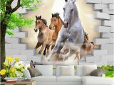 Equestrian Wall Mural Custom Wallpaper 3d Stereo Horse Broken Wall Mural Brick Wall