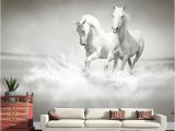 Equestrian Wall Mural Customized Any Size Wall Mural Wallpaper White Horse 3d Embossed