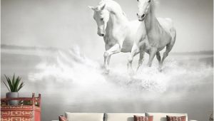 Equestrian Wall Mural Customized Any Size Wall Mural Wallpaper White Horse 3d Embossed