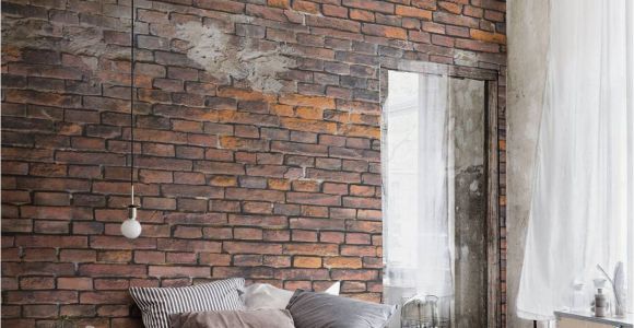 Exposed Brick Wall Mural Urban Decayed Red Wallpaper Wall Mural