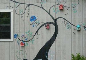 Exterior Murals Outdoor Wall Murals Tree Mural Brightens Exterior Wall Of Outbuilding or Home