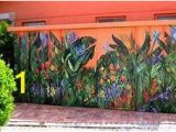 External Garden Wall Murals Painted Flowers On A Fence Fences
