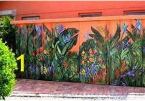 External Garden Wall Murals Painted Flowers On A Fence Fences