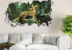 Fabric Mural Wall Art 3d forest Leopard Roar 44 Wall Murals Wall Stickers Decal