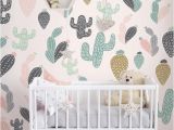 Fabric Murals for Walls Cactus Pastel Wall Mural Self Adhesive Fabric Wallpaper