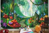 Fairy forest Wall Murals Custom Mural Wallpaper 3d Cartoon Fairy forest Mushroom Path Wall