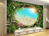 Fairy Garden Mural Wallpaper 3d Fantasy Fairy forest forest Garden Flower Vine Grass