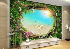 Fairy Garden Mural Wallpaper 3d Fantasy Fairy forest forest Garden Flower Vine Grass