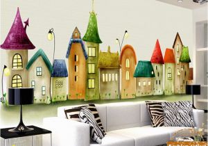 Fairytale Castle Wall Mural Aliexpress Buy Custom Kids Cartoon Wallpaper Mural Fairy Tale