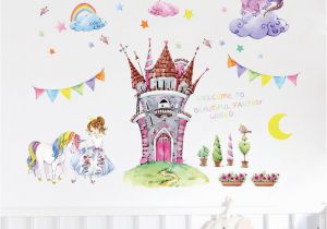 Fairytale Castle Wall Mural Fairy Tale World Castle Cartoon Wall Stickers Beautiful Princess