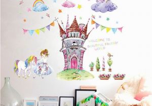 Fairytale Castle Wall Mural Fairy Tale World Castle Cartoon Wall Stickers Beautiful Princess