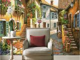 Fairytale Murals Custom European Fairy Tale town Street Mural Wallpaper Dining Room